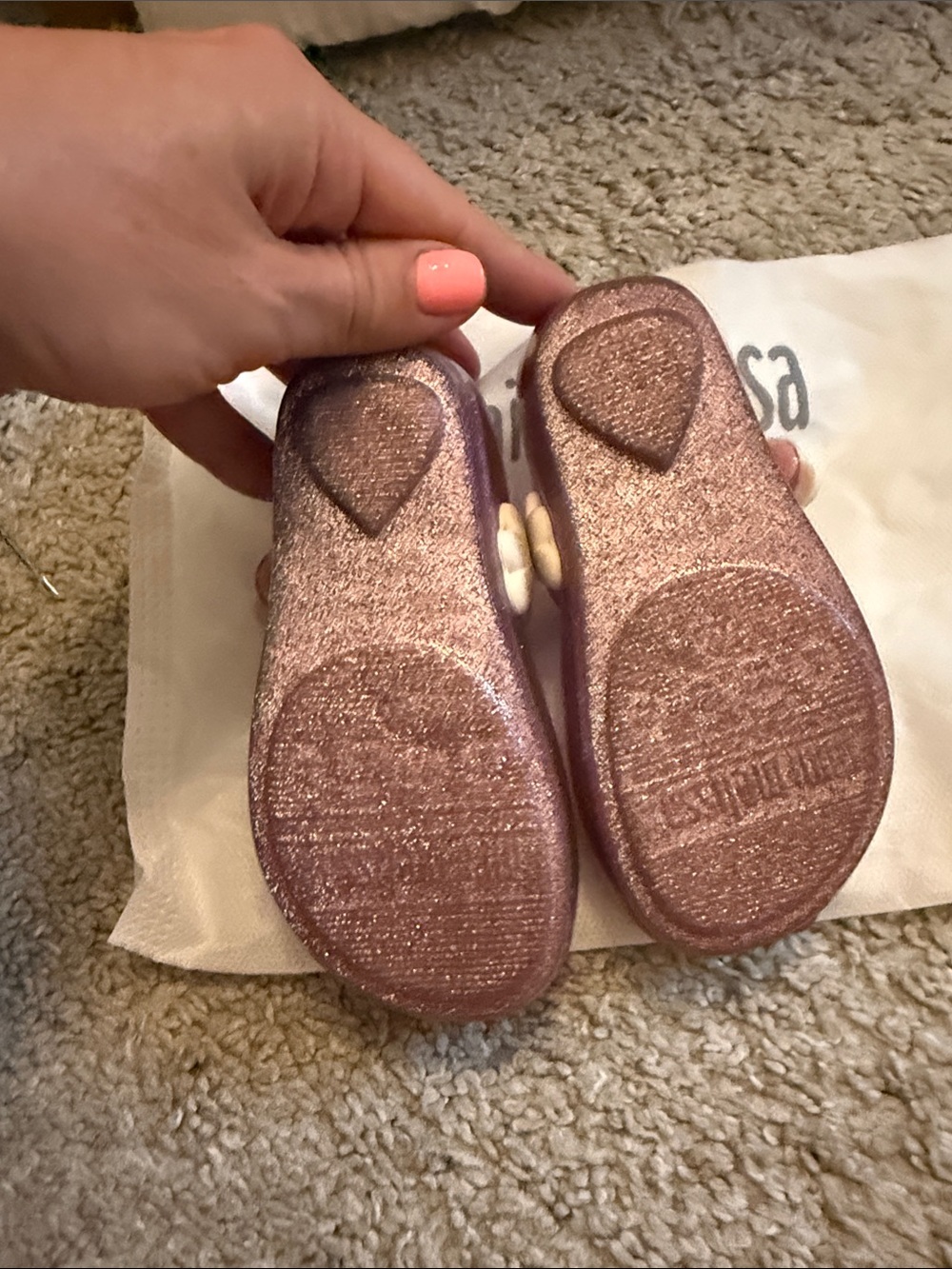 Mini Melissa Girls' Pink Glitter Unicorn Jelly Shoes - Picture 2 of 3
